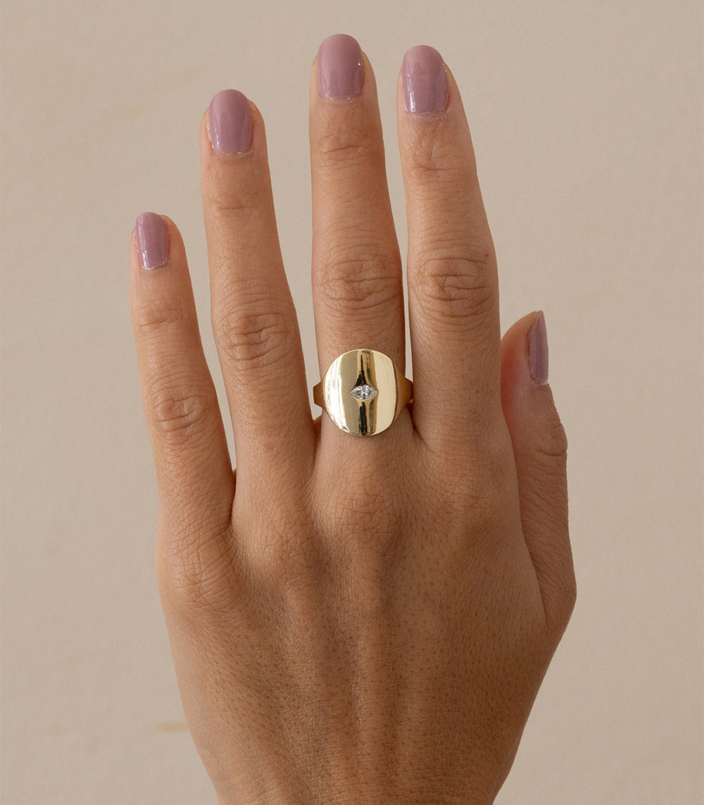 Elegant Marquise Diamond Signet Ring for Everyday Elegant Marquise Diamond Signet Ring for Everyday — Signet Rings