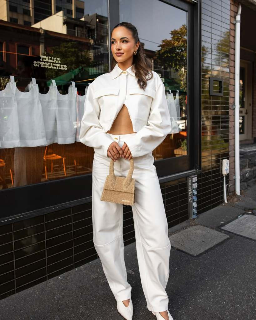 Chic White Shirt Jacket and Pants for a Modern Party — All White Party Outfits
