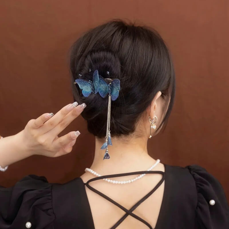 Low Bun With Tassel Clip Low Bun With Tassel Clip — Butterfly Clip Hairstyles