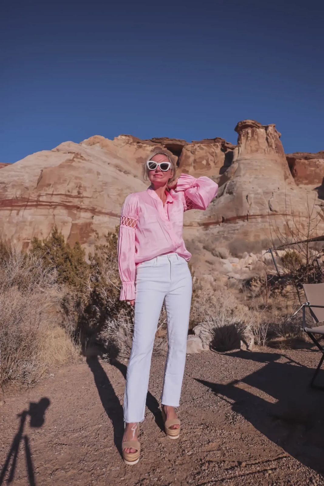 Satin Blouse with Straight-Leg Pants: Polished Ensemble — Outfits for Big Arms