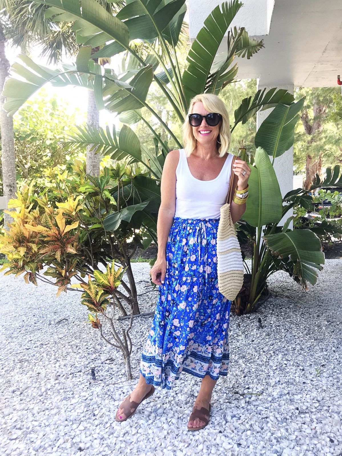 Boho Maxi Skirt with Tank Top — Round Sunglasses Outfits