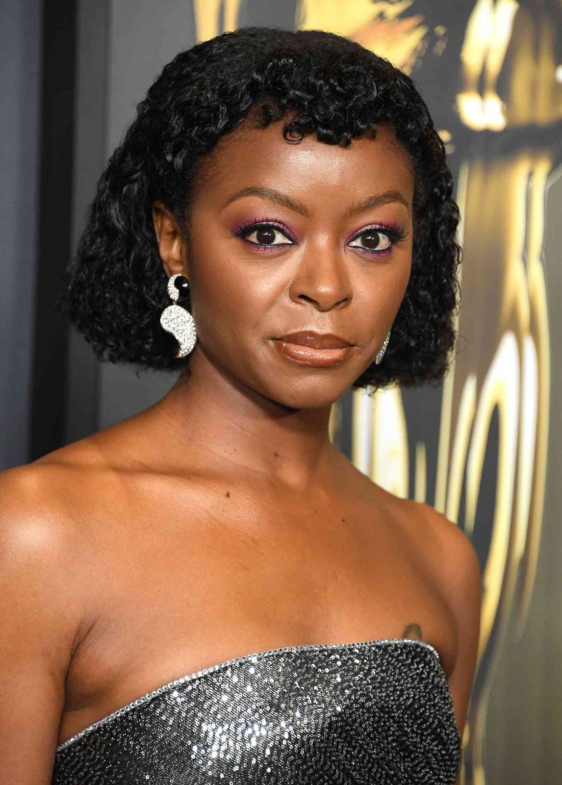 Curly Black Bob With Air-Dried Texture Curly Black Bob With Air-Dried Texture — Chin Length Bob