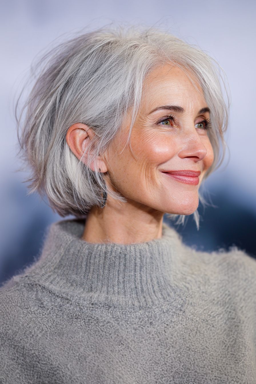 Shaggy Silver Bob — Bob for Fine Hair
