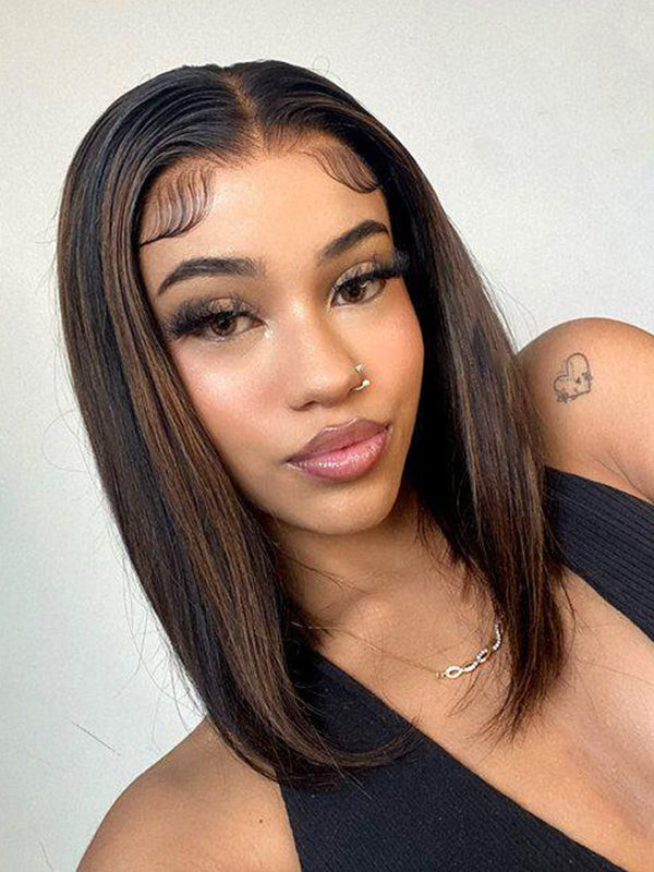 Dark Brown Bob With Baby Hairs Dark Brown Bob With Baby Hairs — Frontal Wig Styles