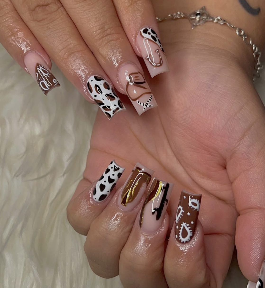 Long Square Mixed Western Prints — Western Nails