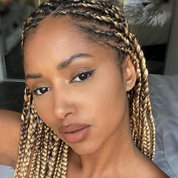 Braids With Blonde and Brown Highlights — Medium Knotless Braids
