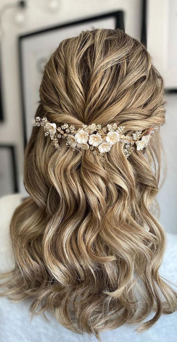 Half-Up Waves With Crown Accessory — Vintage Wedding Hairstyles