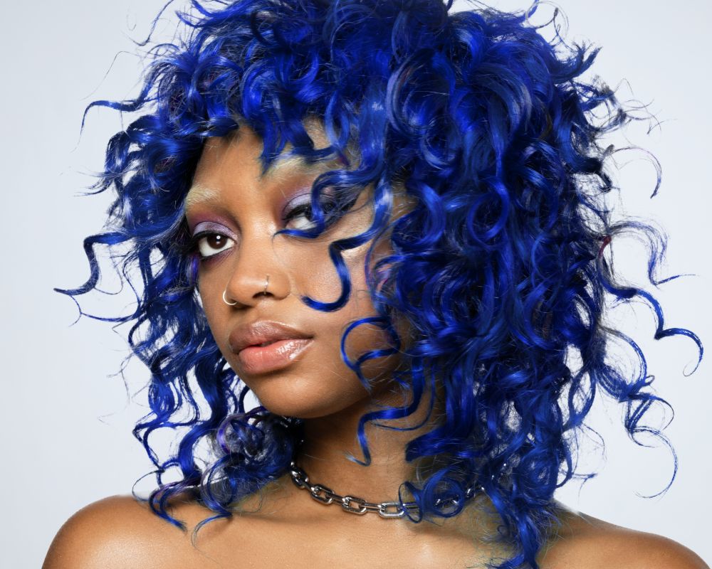 Electric Blue Curly Shag Electric Blue Curly Shag — Electric Blue Hair