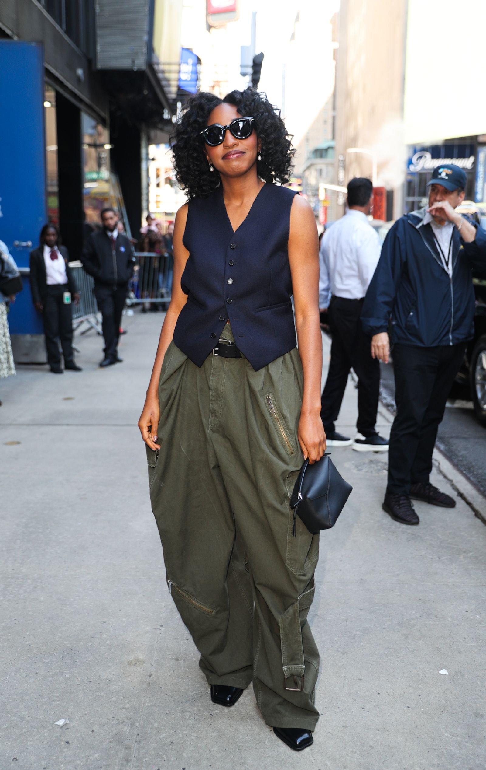 Edgy Navy Vest and Olive Green Cargo Trousers Combination Edgy Navy Vest and Olive Green Cargo Trousers Combination — Graduation Party Outfits