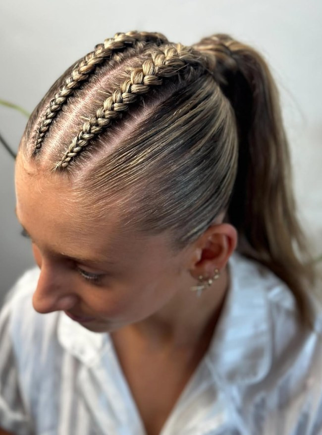 Mid-Back Visual Idea Mid-Back Visual Idea — Cornrow Ponytail