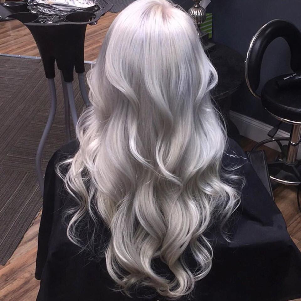 Cascading Curls in Bright Platinum — Platinum Blonde