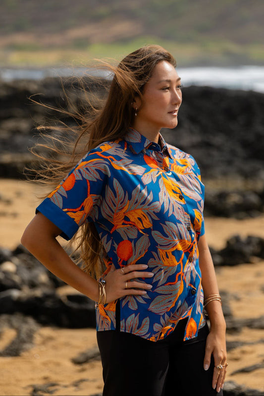 Tropical Print Shirt with Black Pants for Casual Wear Oahu Outfits