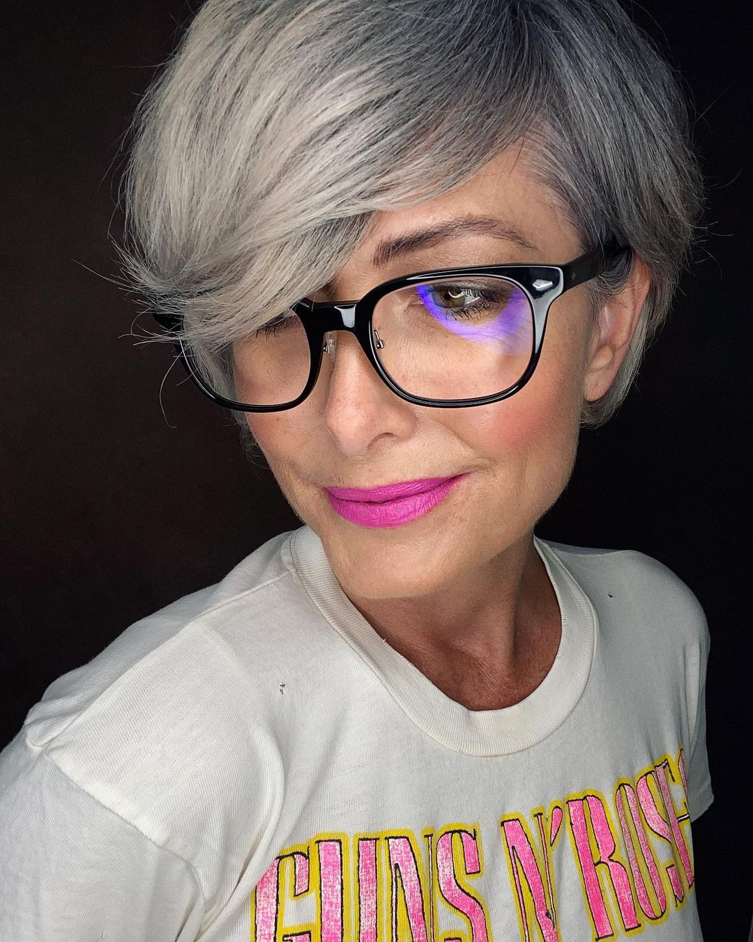 Sharp Gray Pixie With Silver Highlights — Transitioning to Gray Hair