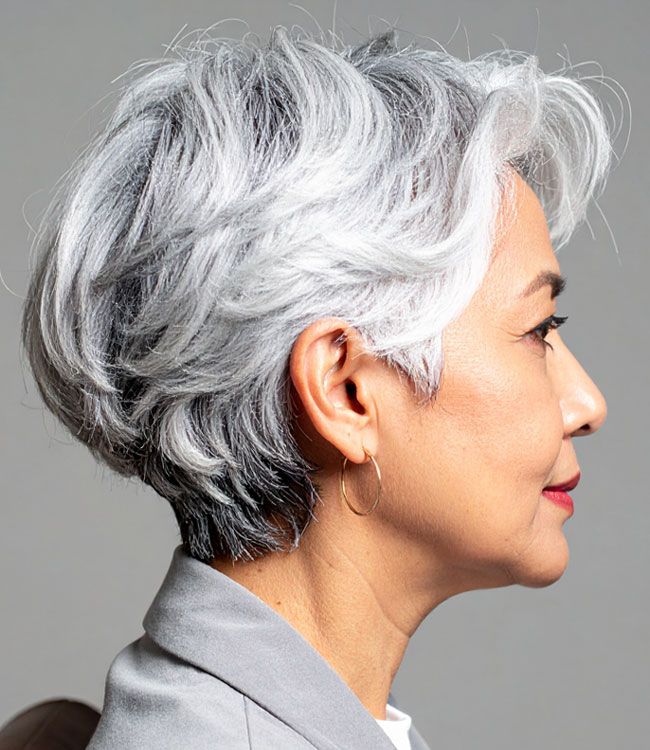 Textured Short Layers With Side Sweep Textured Short Layers With Side Sweep — Interview Hairstyles