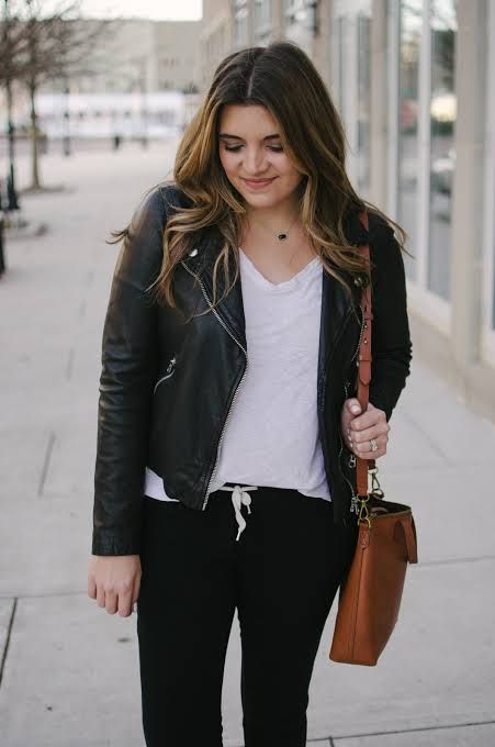 Edgy Ensemble with Black Joggers and Moto Jacket Edgy Ensemble with Black Joggers and Moto Jacket — Jogger Outfits