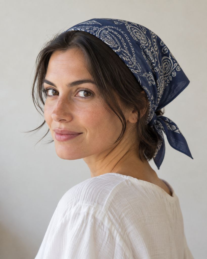 Shoulder-Length Waves With Paisley Bandana Shoulder-Length Waves With Paisley Bandana — Bandana Hairstyles
