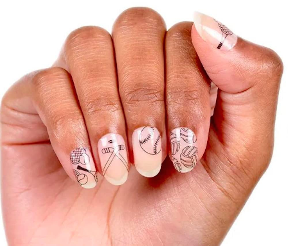 Short Almond Sport Art Nails Short Almond Sport Art Nails — Volleyball Nails