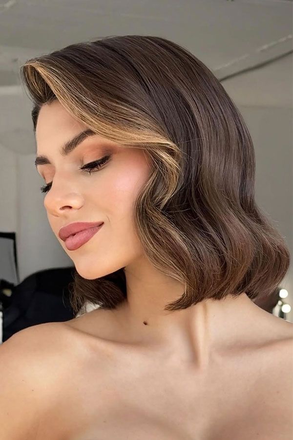 Dark Brown Bob With Vintage Waves — Wavy Bob