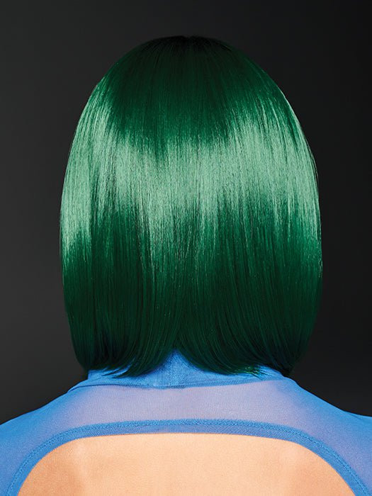 Blunt Chin-Length Forest Green Bob — Forest Green Hair