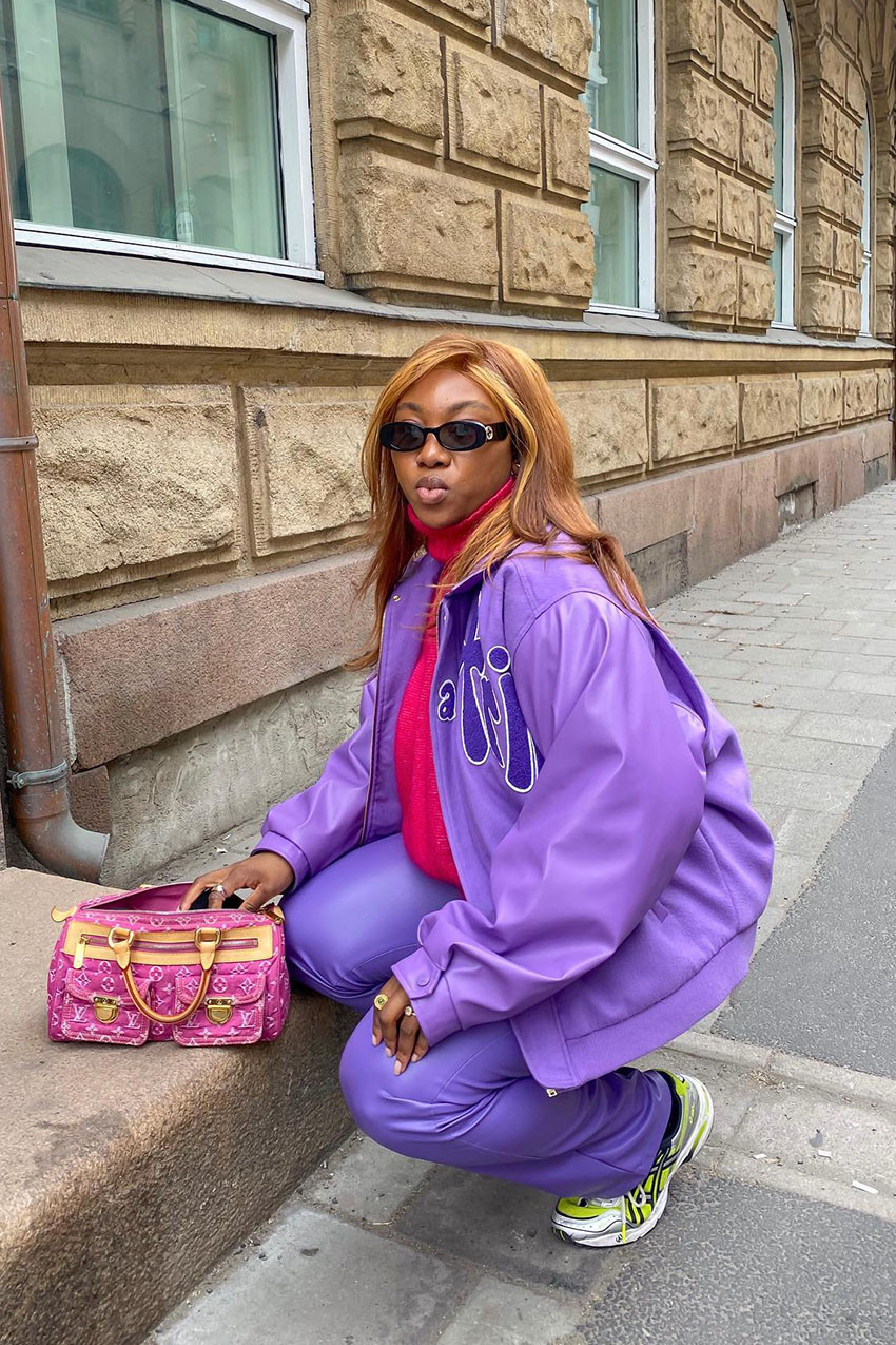Vibrant Leather Set with Neon Accents — Asics Outfits