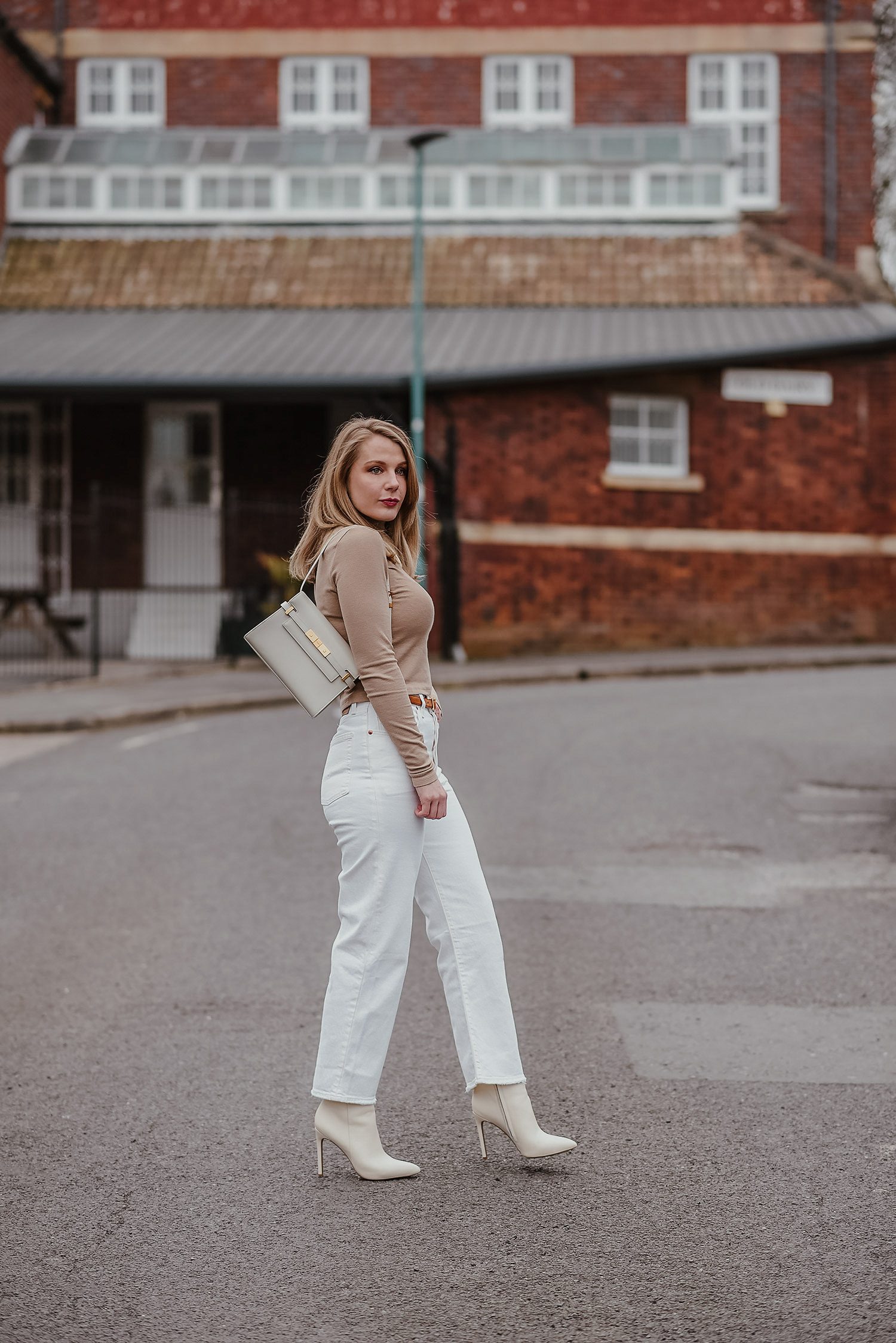 All-White Ensemble with White Straight Leg Jeans — Straight Leg Jeans Outfits