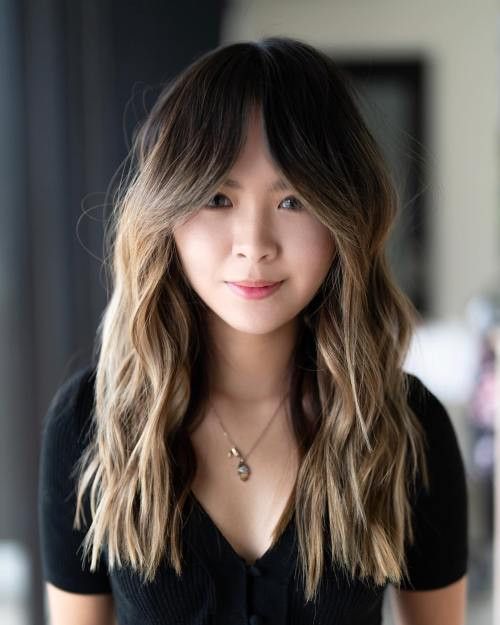 Layered Shag with Blonde Balayage Layered Shag with Blonde Balayage — Haircuts for Diamond Faces