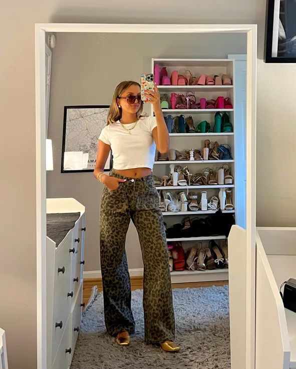 Bold Leopard Print Wide Leg Pants with a White Tee — Princess Polly Outfits
