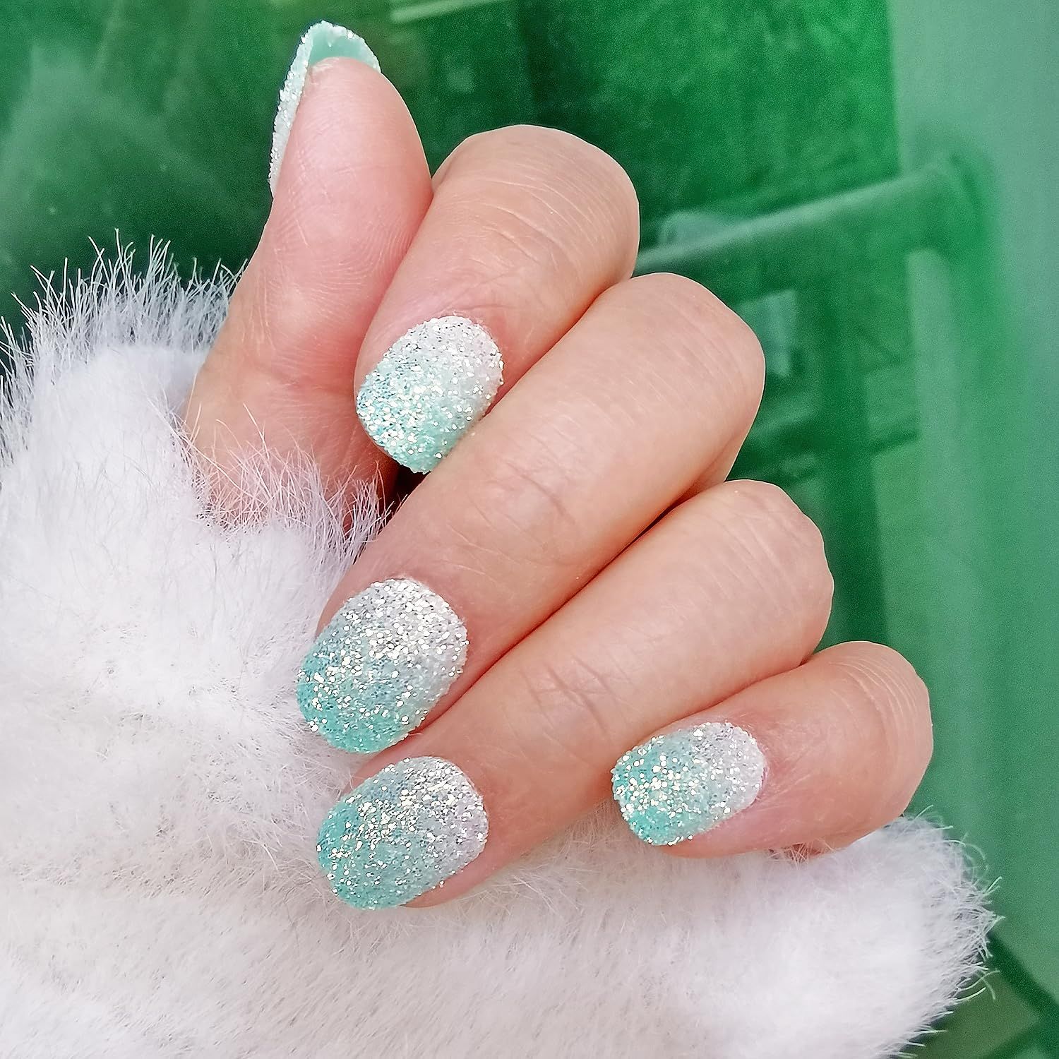 Sparkling Glitter Ombre Oval Nails — Nails for Little Girls