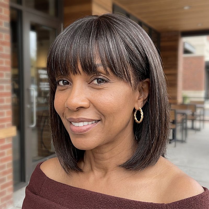 Sleek Chin Bob With Subtle Gray Sleek Chin Bob With Subtle Gray — Natural Hair Bob