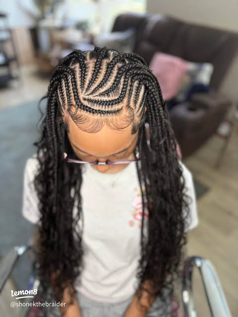 Black Fulani Braids With Loose Wavy Hair