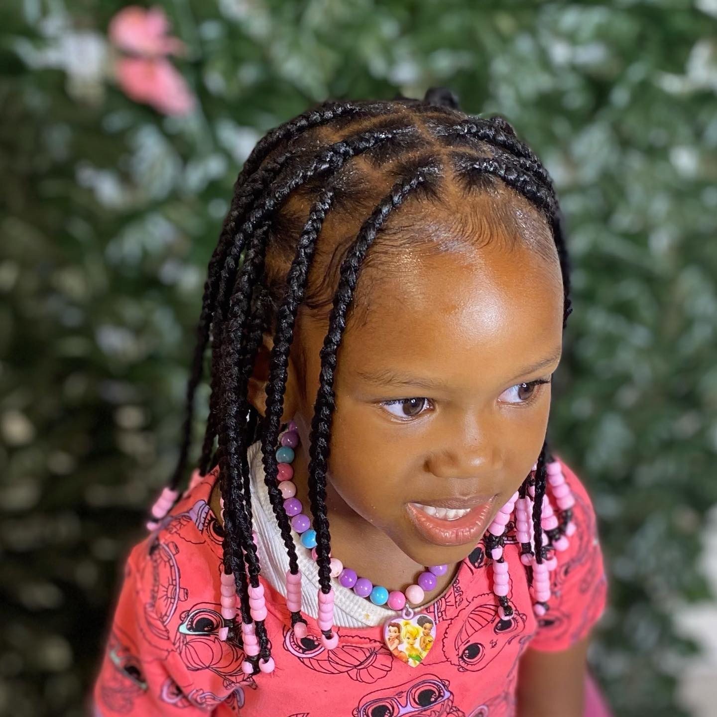 Braids with Side Bangs and Colorful Beads — Kids Braids