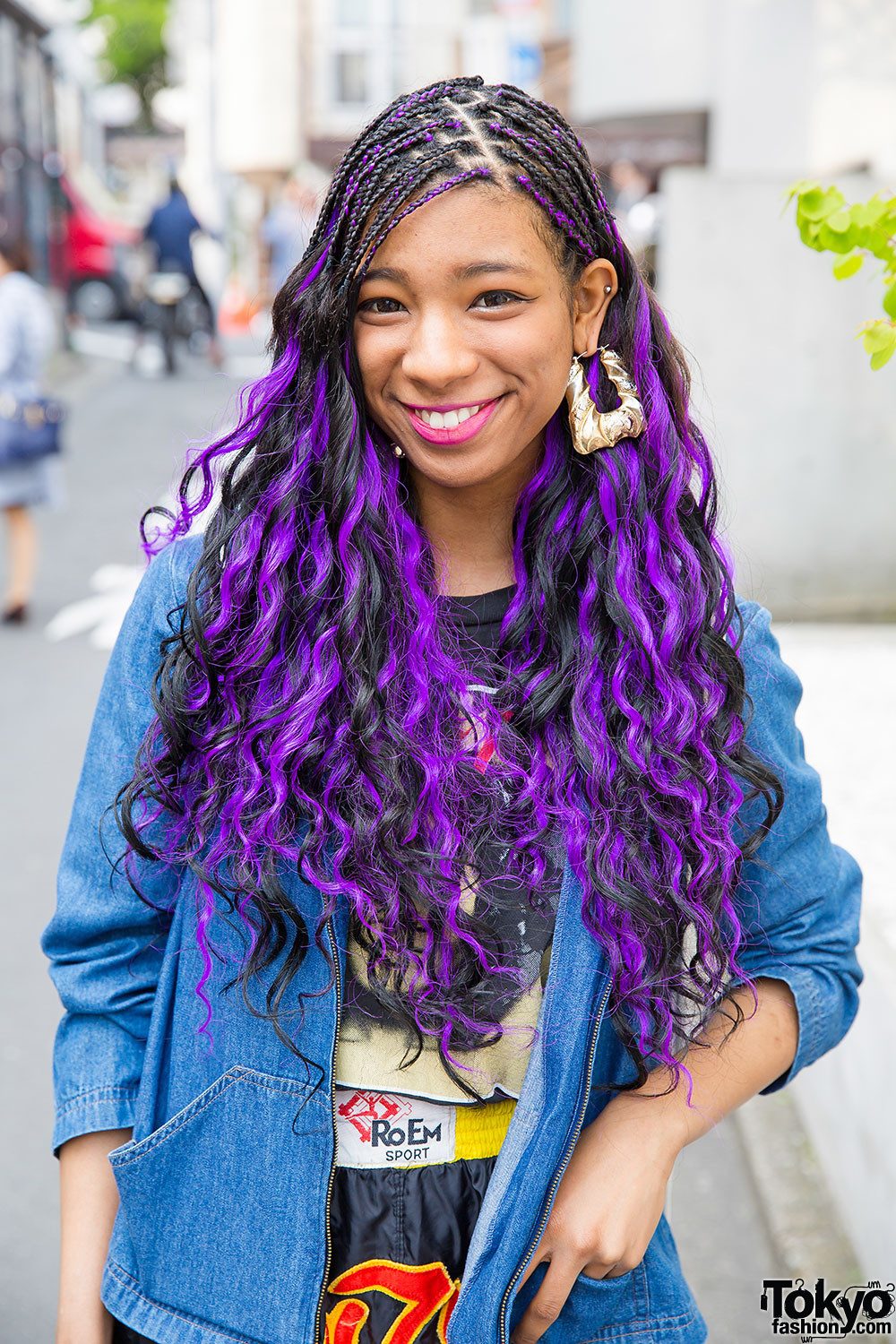 Black Box Braids with Purple Pops — Purple Braids