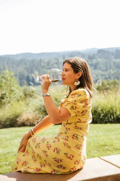Vibrant Yellow Floral Midi Dress for a Sunny Winery Visit — Winery Outfits