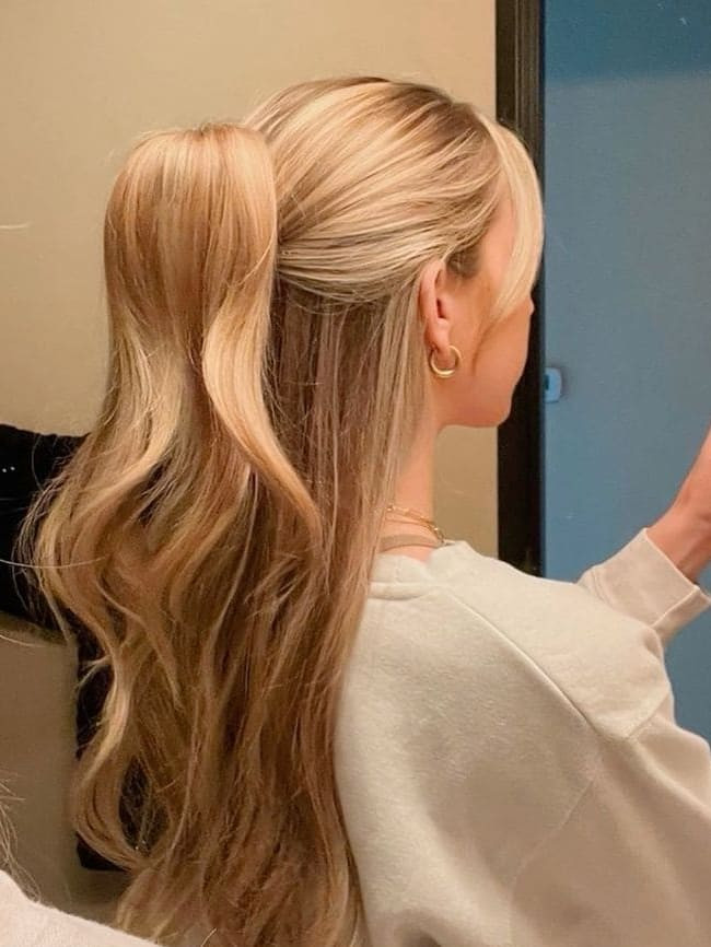 Sleek High Ponytail With Blunt Bangs Sleek High Ponytail With Blunt Bangs — Prom Hairstyles for Long Hair