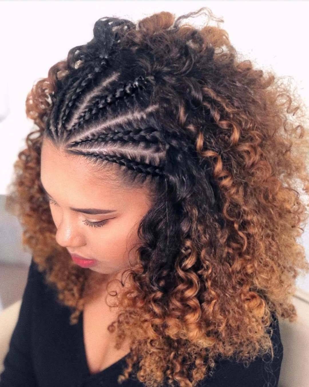 Braided Cornrows With Loose Curls — Natural Hair Wedding Styles