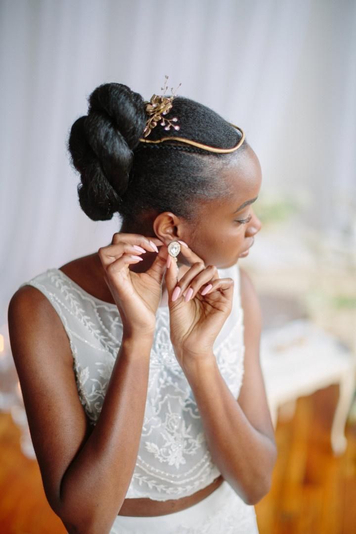 Intricate Braided Updo With Pearl Headband Intricate Braided Updo With Pearl Headband — Wedding Hairstyles for Black Women