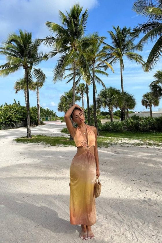 Ombre Halter Maxi Dress for Tropical Evenings Ombre Halter Maxi Dress for Tropical Evenings — Florida Outfits