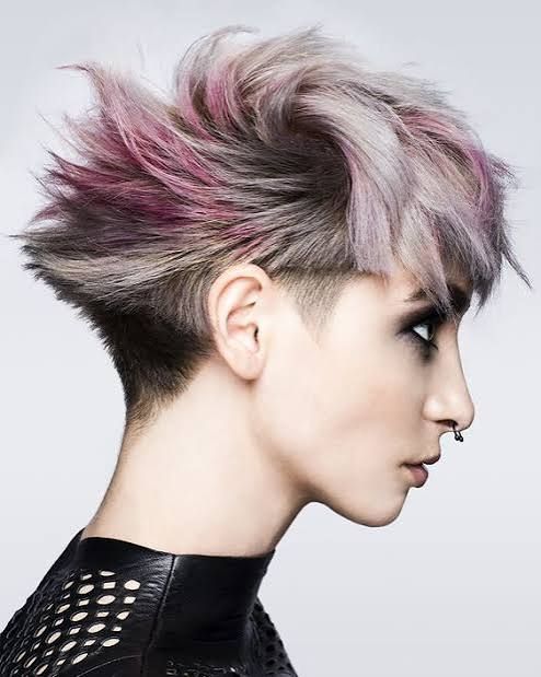 Light Grey Pixie With Pink — Alt Hairstyles