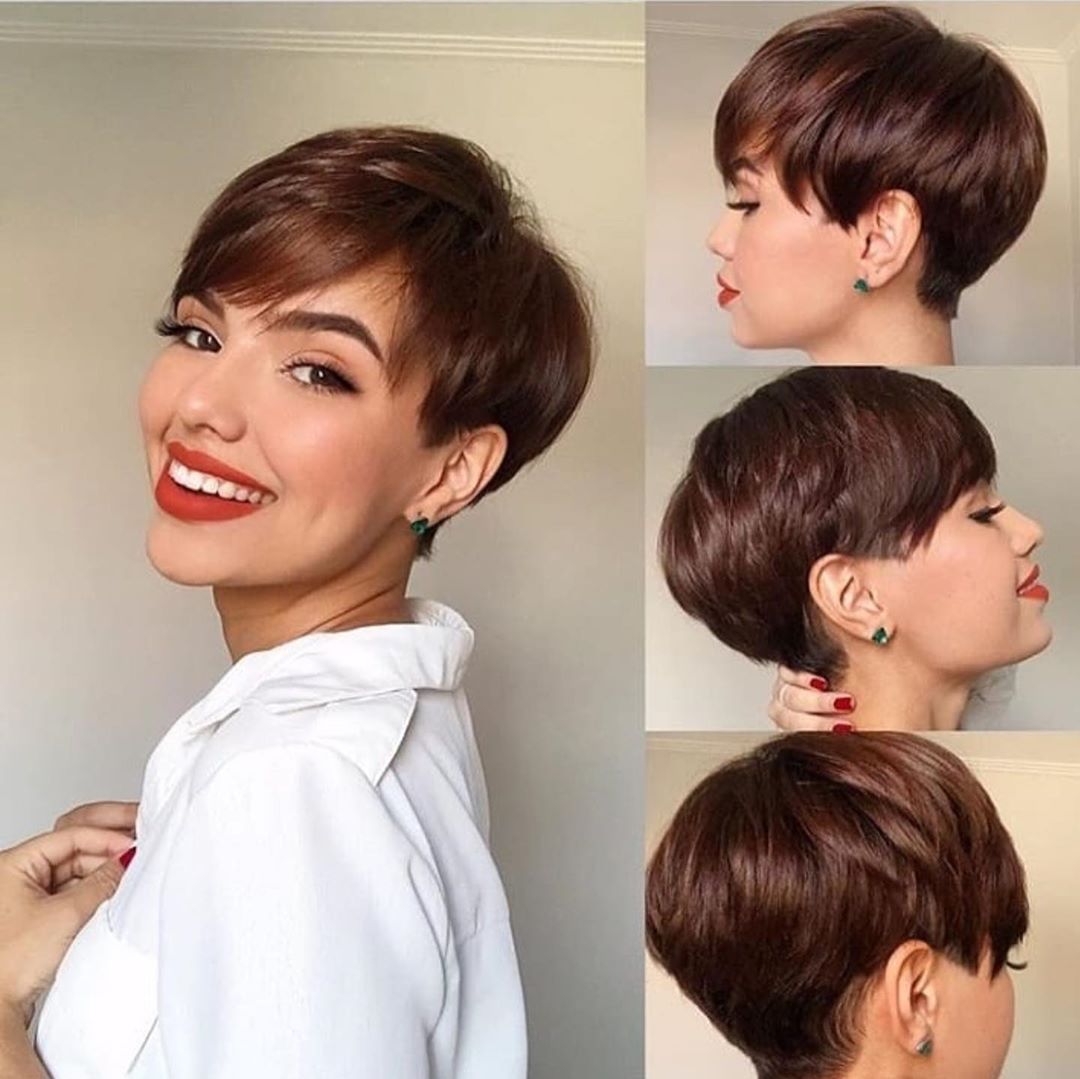 Edgy Textured Brown Pixie Cut Edgy Textured Brown Pixie Cut — Wig Hairstyles