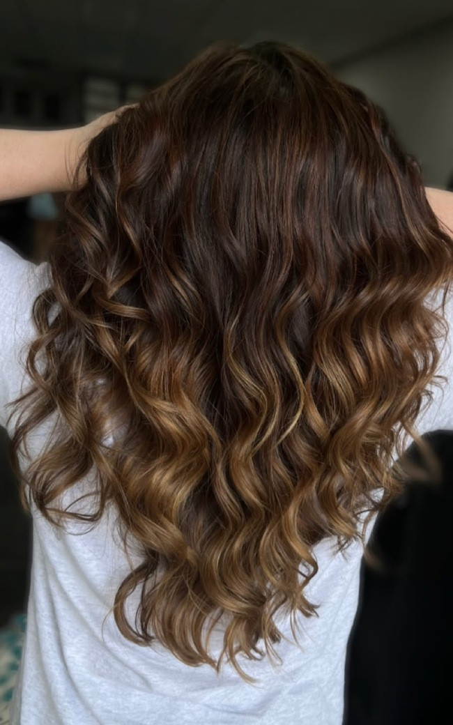 Chocolate Brown Golden Caramel Ends — Dimensional Brunette
