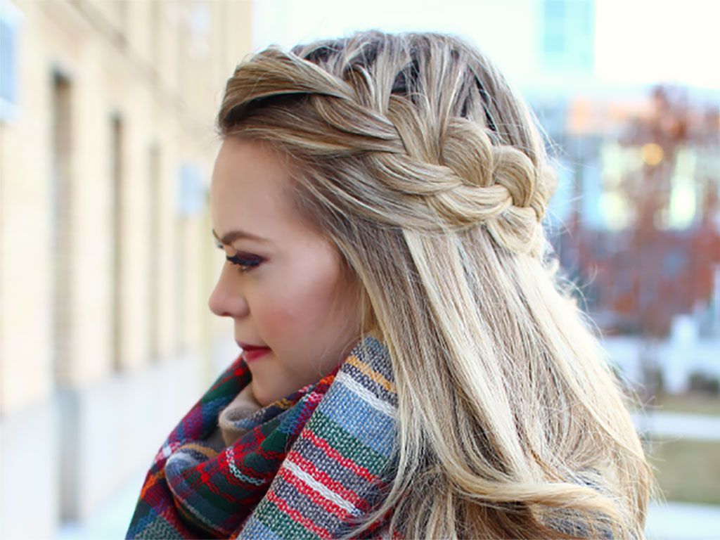 Ash Blonde Half-Up Braided Crown — Travel Hairstyles