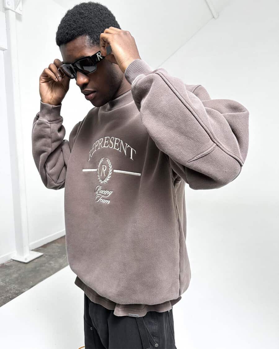 Graphic Sweatshirt with Black Trousers — Mens Streetwear Outfits