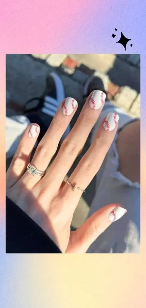 Baseball Stitch Design On All Nails Visual Idea Baseball Stitch Design On All Nails Visual Idea — Softball Mom Nails