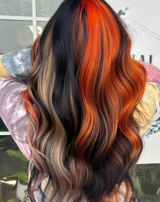 Black Bright Orange Blonde Brown Visual Idea Black Bright Orange Blonde Brown Visual Idea — Calico Hair