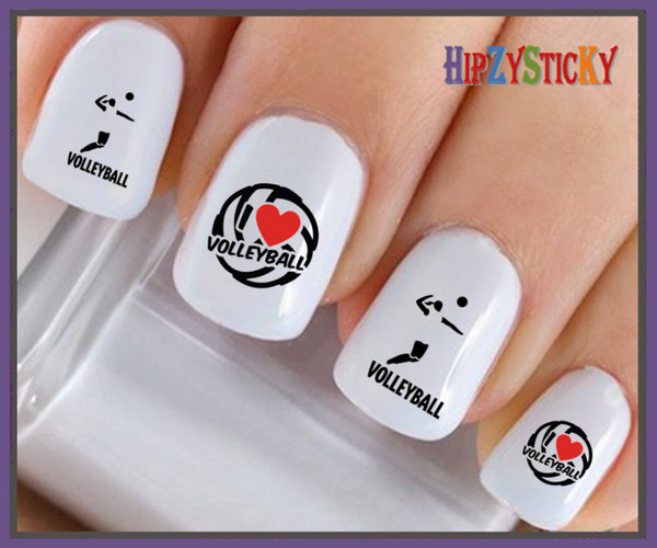 I Love Volleyball Logo Nails I Love Volleyball Logo Nails — Volleyball Nails
