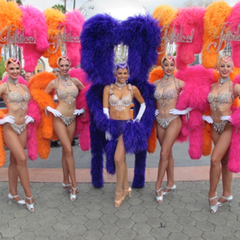 Colorful Feathers and Sequins: Festive Showgirl Group Style Colorful Feathers and Sequins: Festive Showgirl Group Style — Vegas Show Outfits