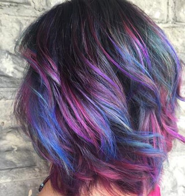 Chin Bob Multi-Colored Highlights Chin Bob Multi-Colored Highlights — Galaxy Hair