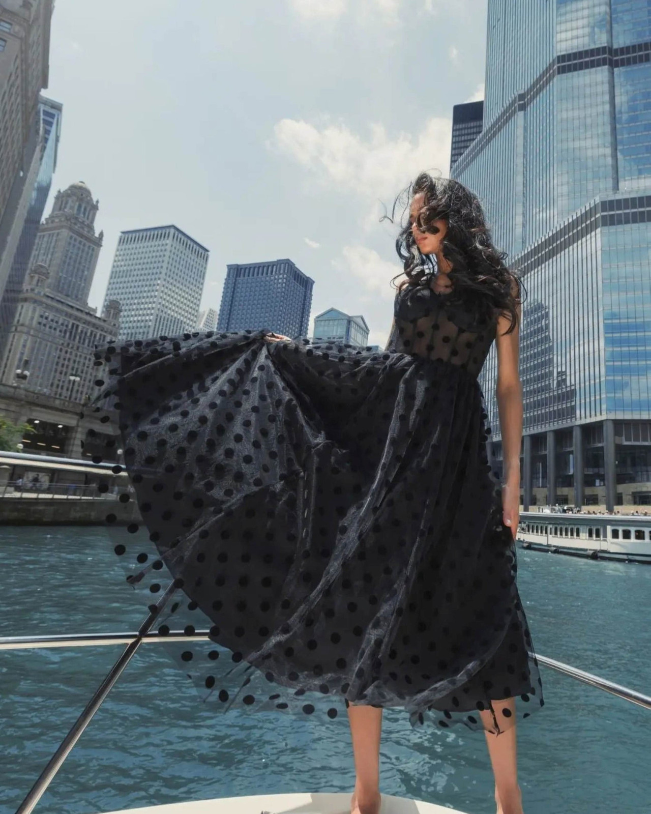 Playful Polka Dot Tulle Midi Dress for Daytime Chic — Tulle Dresses