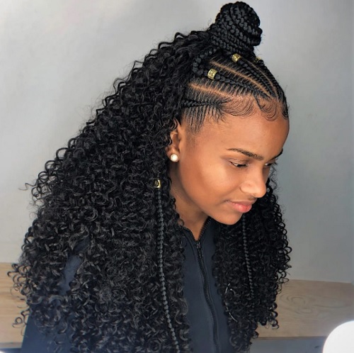 Cornrow Braids to Voluminous Curls Cornrow Braids to Voluminous Curls — Half Up Half Down for Black Hair