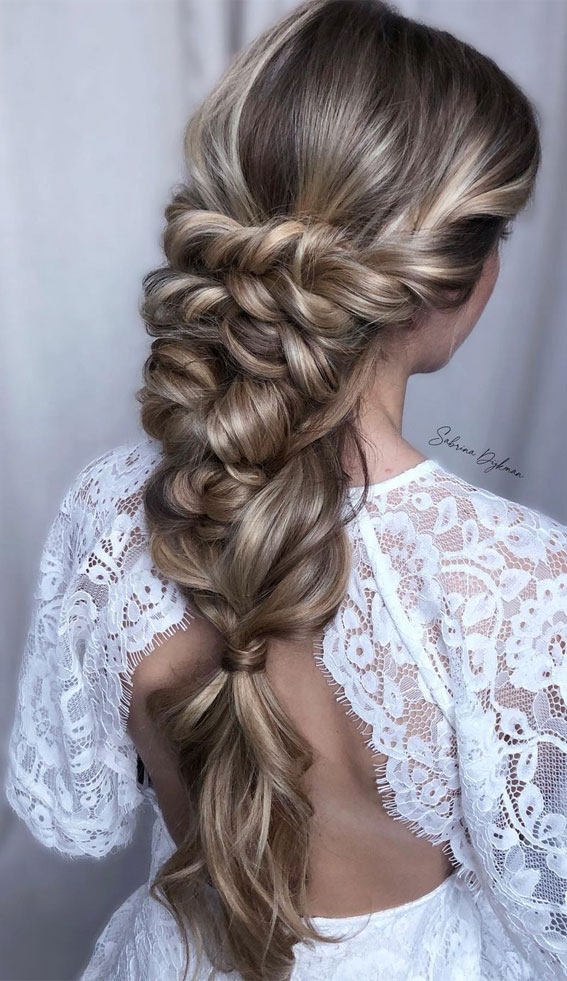 Ash Blonde Braided Updo With Dark Roots — Mermaid Braid